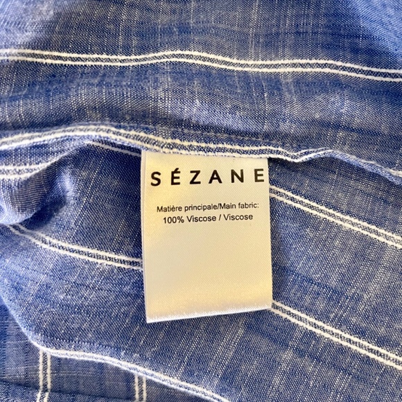 Sézane Manon Blouse - Light Blue and White Stripped Sleeveless Top with Ruffle! - Picture 4 of 7